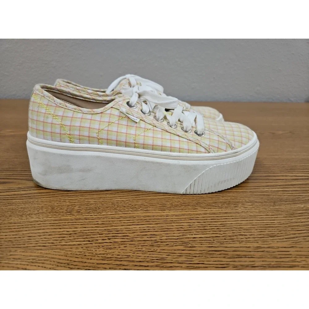 Dr. Scholls FUNDAY Original Collection Yelliw Plaid Platform Sneakers Wms‎ 8.5